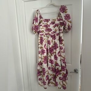 Abercrombie Emerson Poplin Puff Sleeve Midi Dress, size L